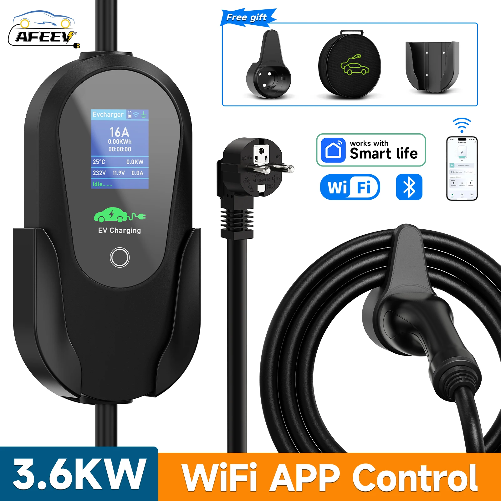 Wifi Smart Plug - AFEEV Tipo 2 Carregador EV Portátil