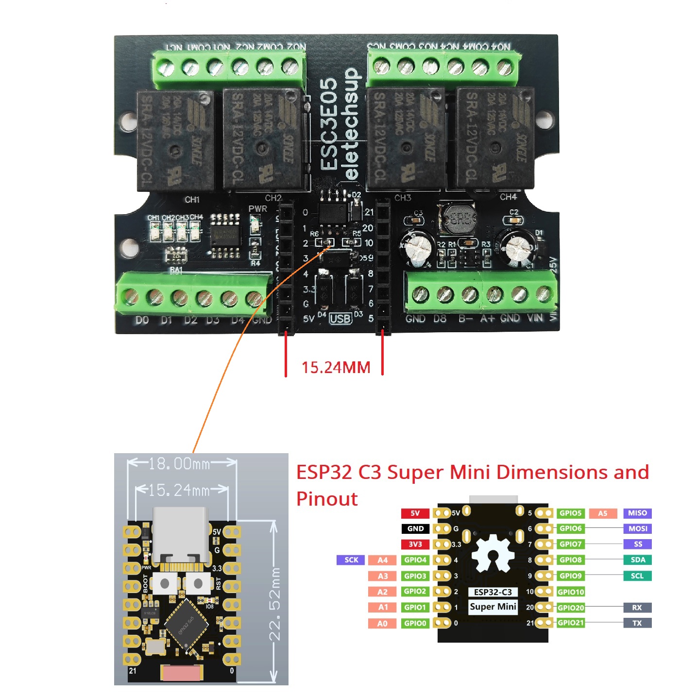 Módulo de relé ESP32 C3 defini - Smart Home Kit For Arduino avaliação e preço